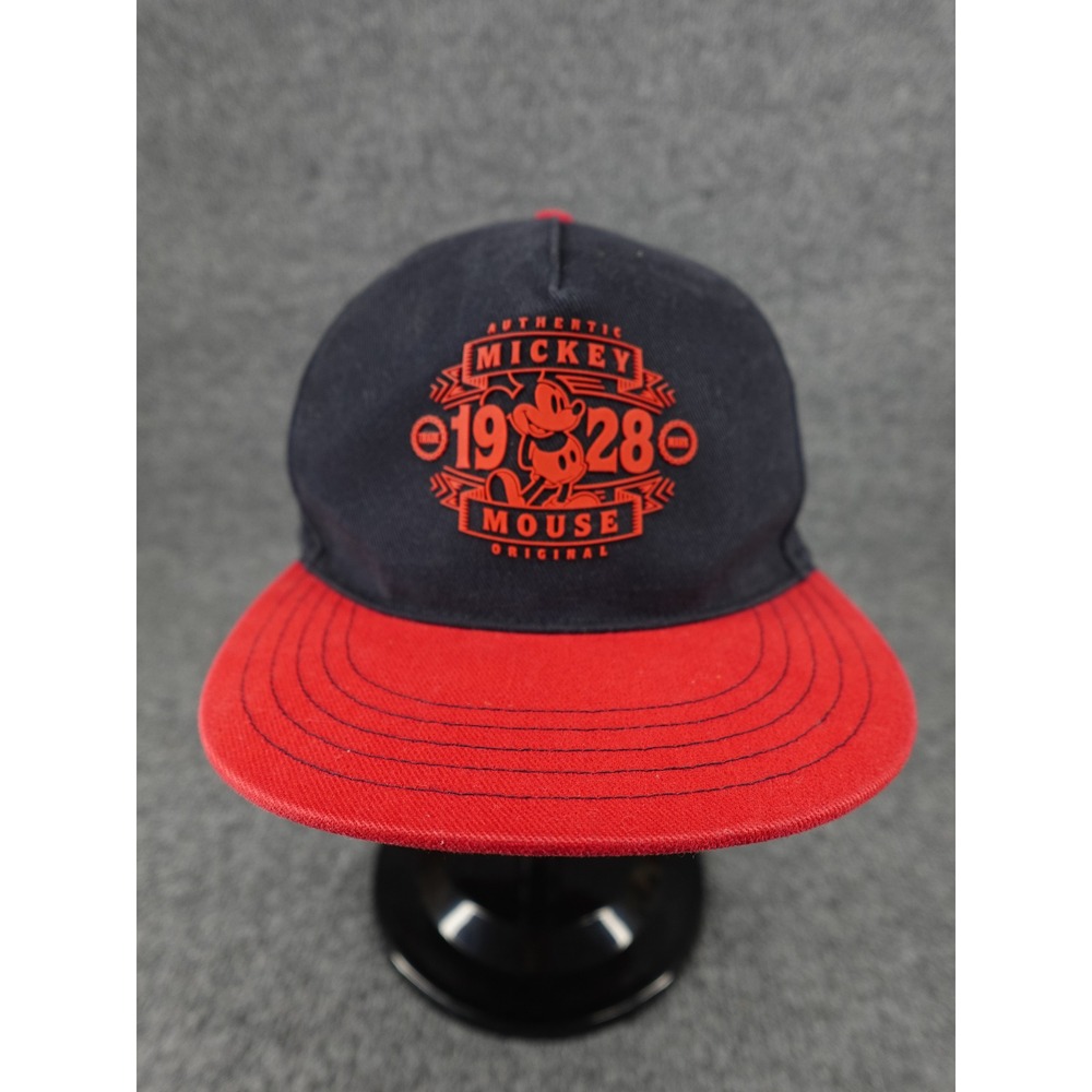 Disney Parks Snapback Hat Adult OSFM Black Red Mickey Mouse 1928 Graphic